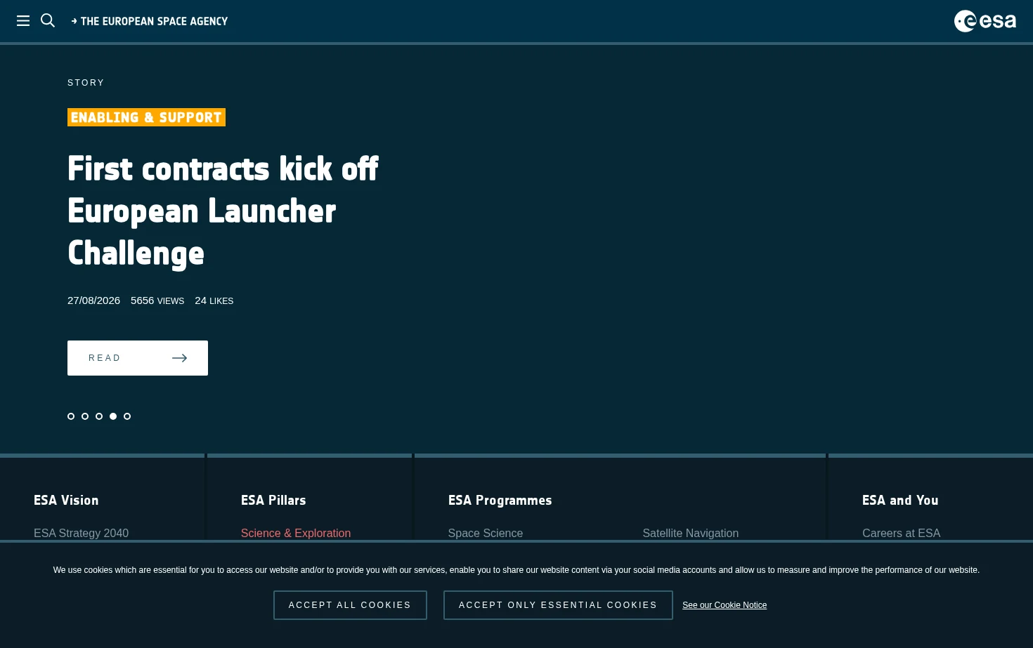 European Space Agency 页面快照